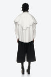 POINTED COLLAR SHIRT WITH TRIM IN WHITE/WHITE, AW23