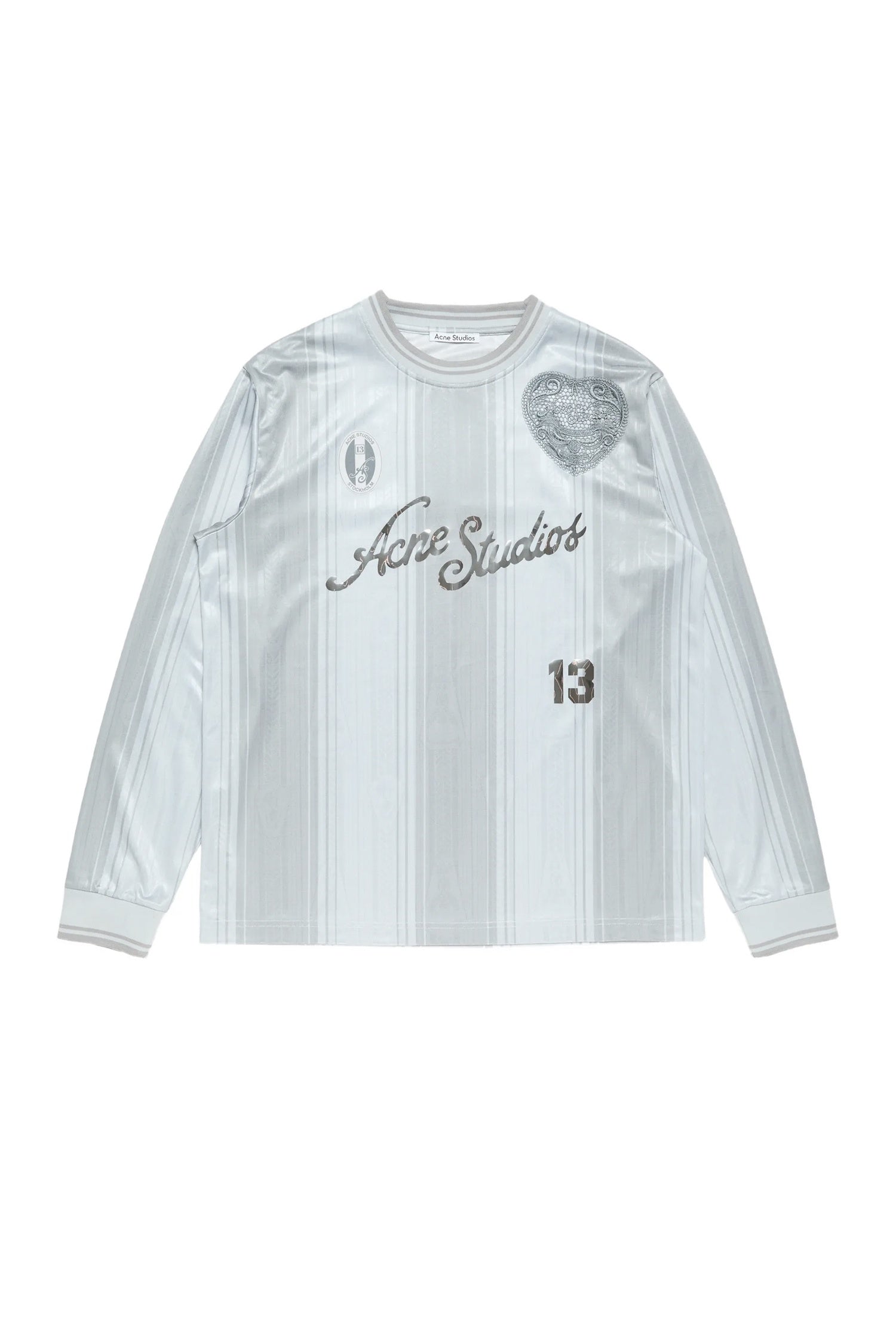 FOOTBALL JERSEY WITH HEART APPLIQUE IN GREY, SS26