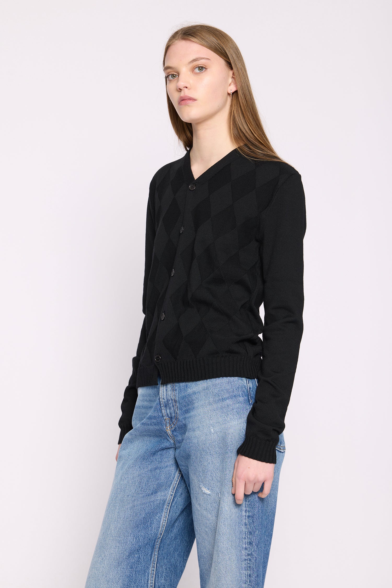 DIAMOND MERINO CARDI IN BLACK, AW26