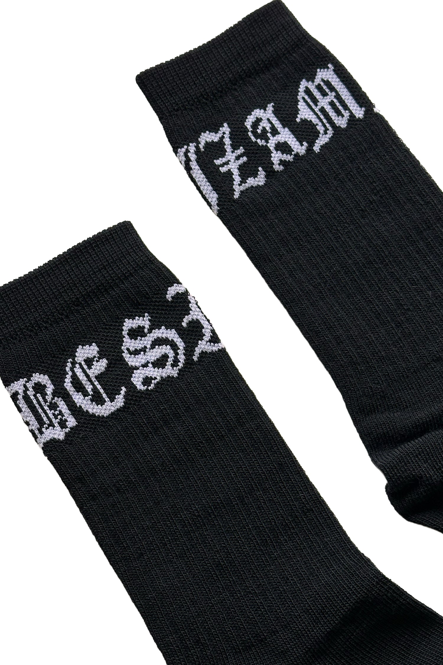 MERINO GOTHIC SOX IN WHITE ON BLACK