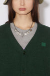 FACE BUTTON UP CARDI IN BOTTLE GREEN, FW23