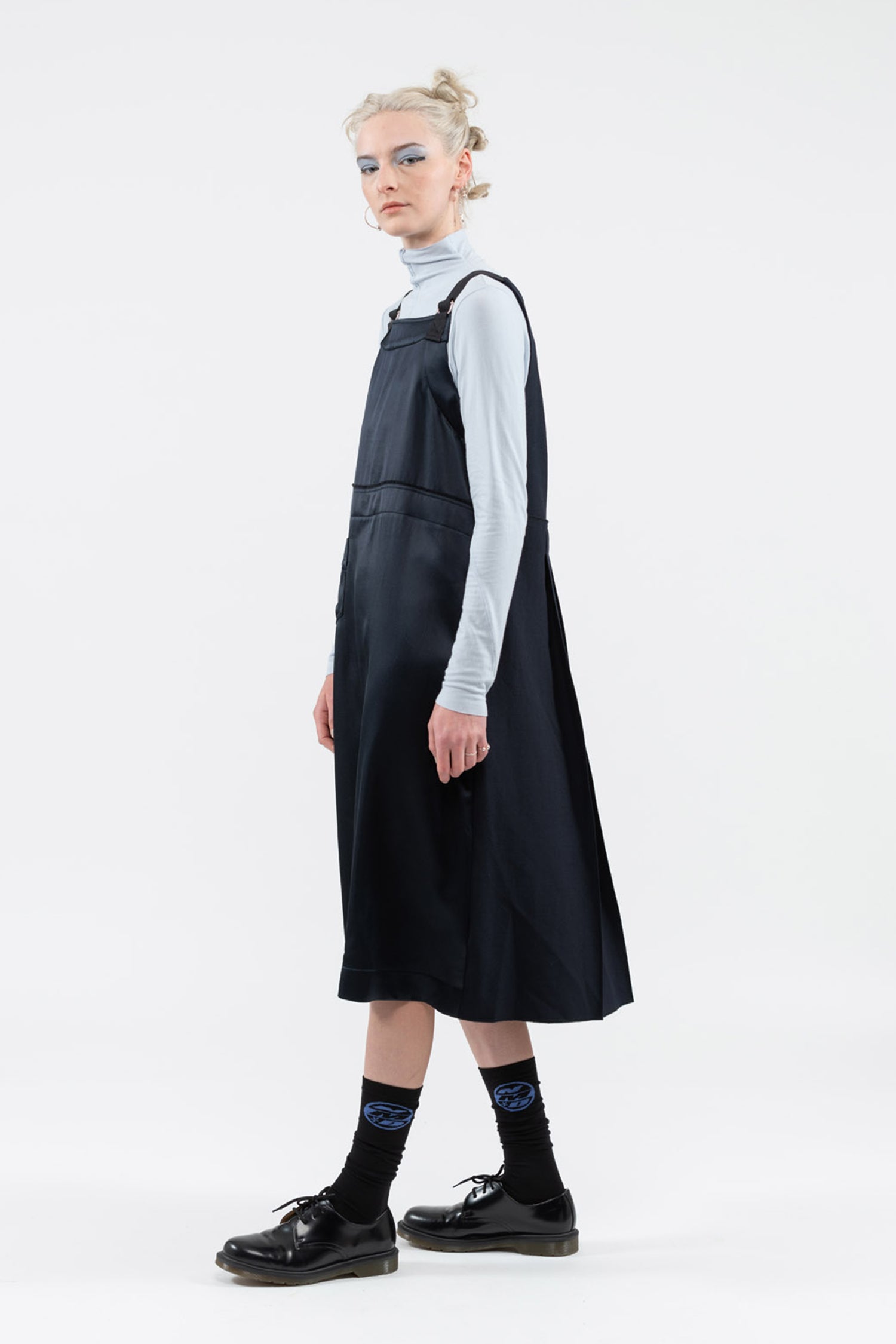 TALL NYLON NMD SOCK IN BLACK/BLUE