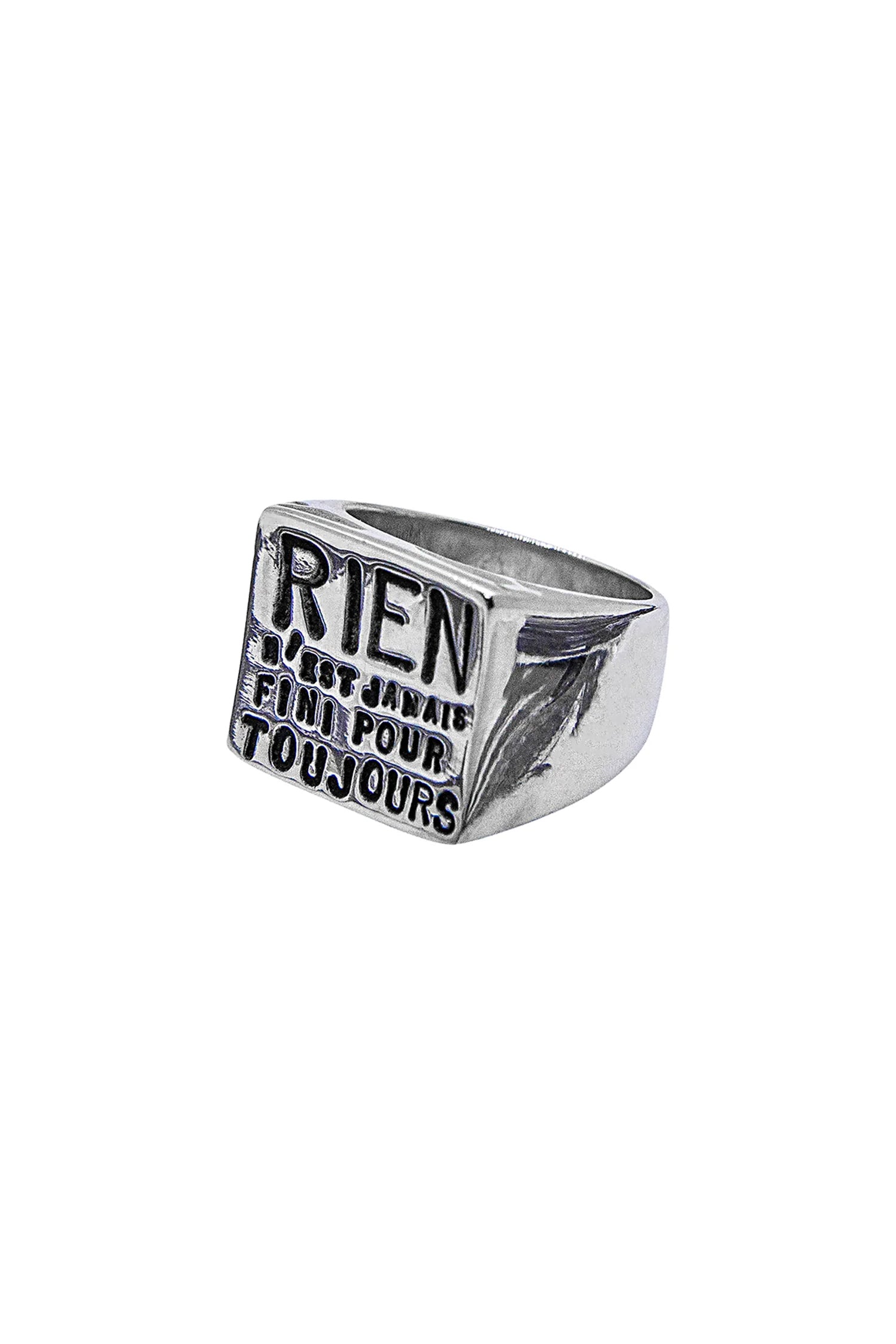 CHEVALIÈRE GRAVÉE "RIEN…." ARGENT