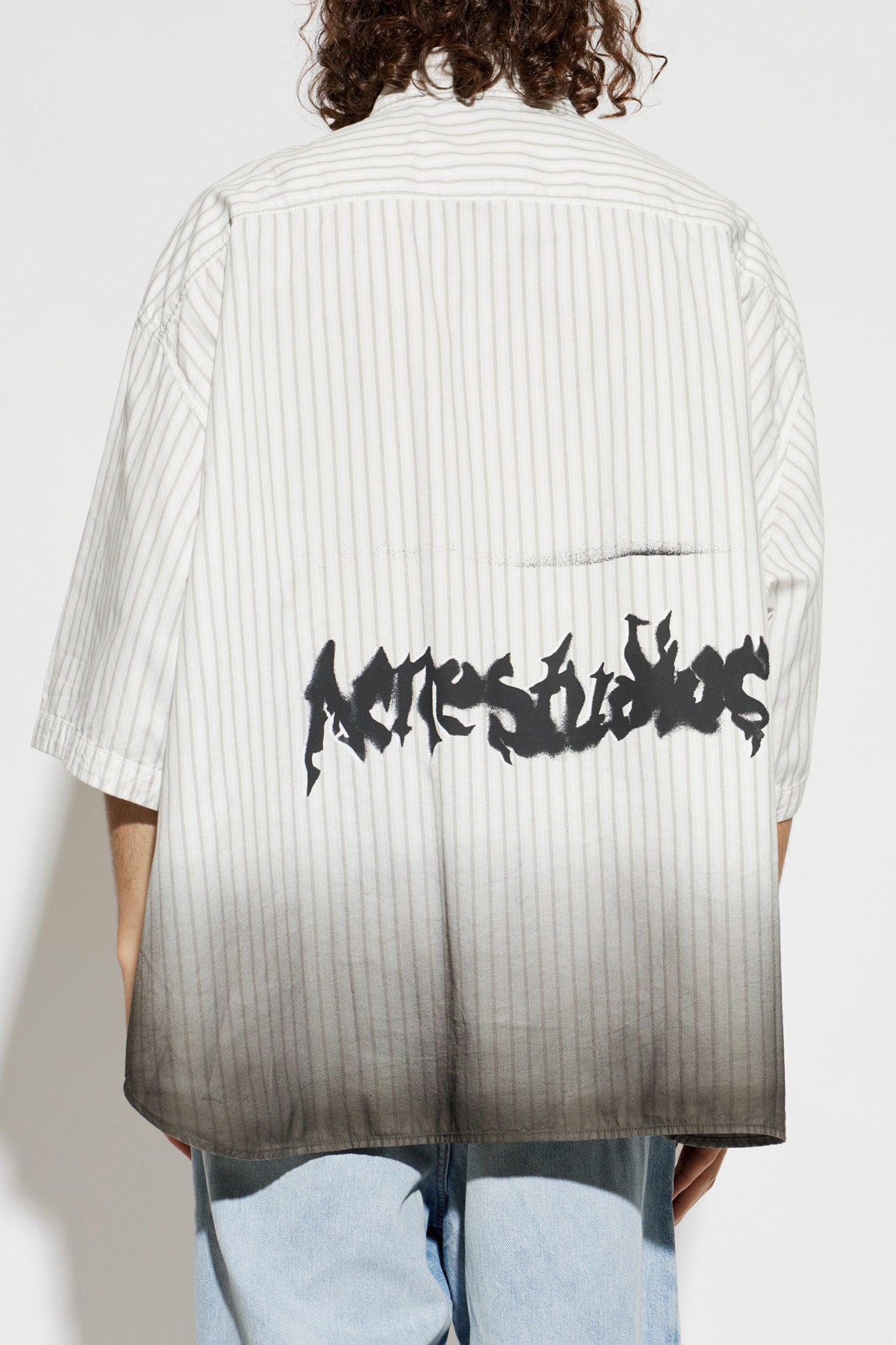 ACNE STUDIOS DIP-DYED BUTTON-UP SHIRT IN WHITE/BROWN, SS26