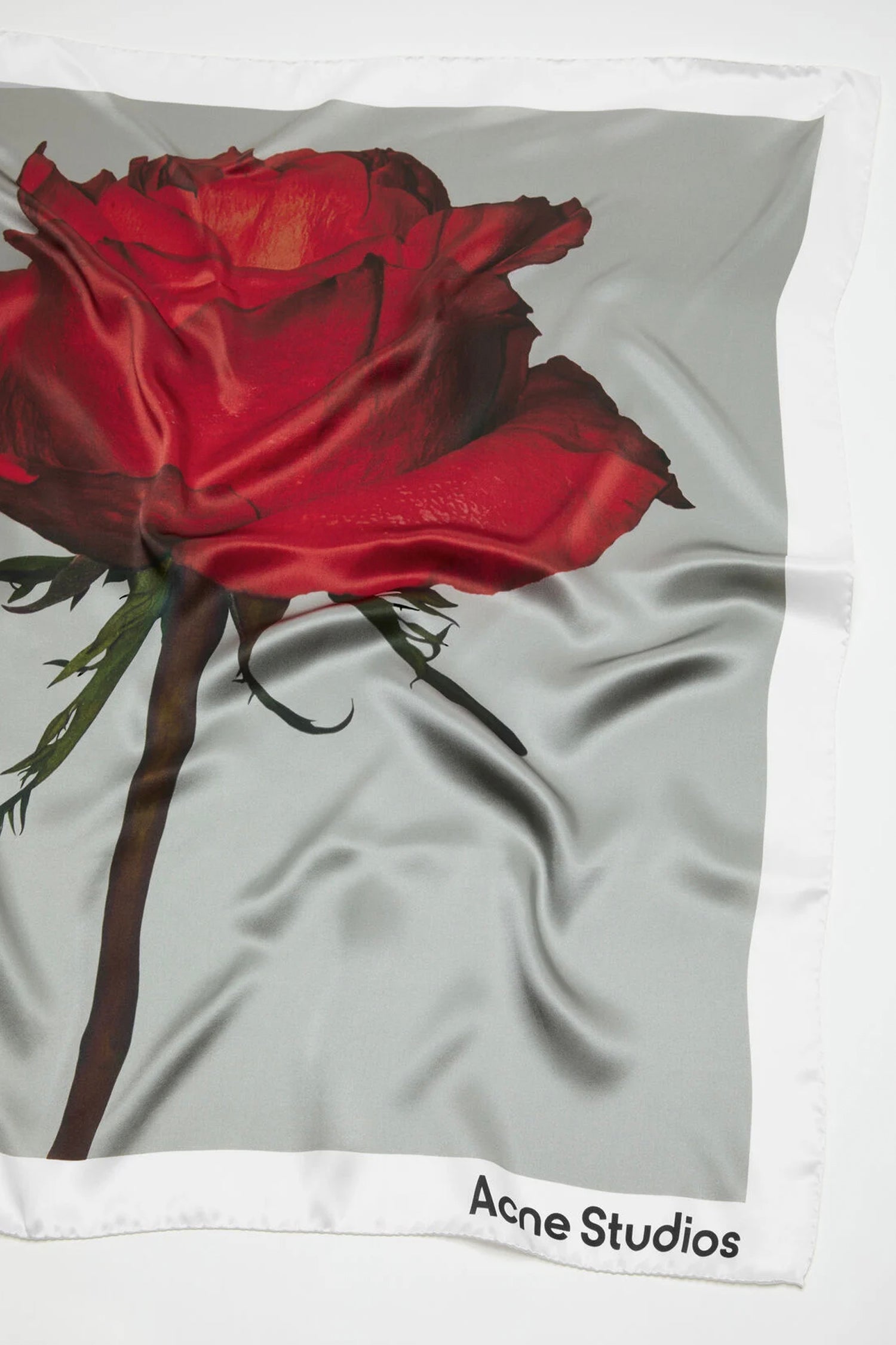 ACNE STUDIOS SQUARE SILK SCARF IN WHITE, SS26