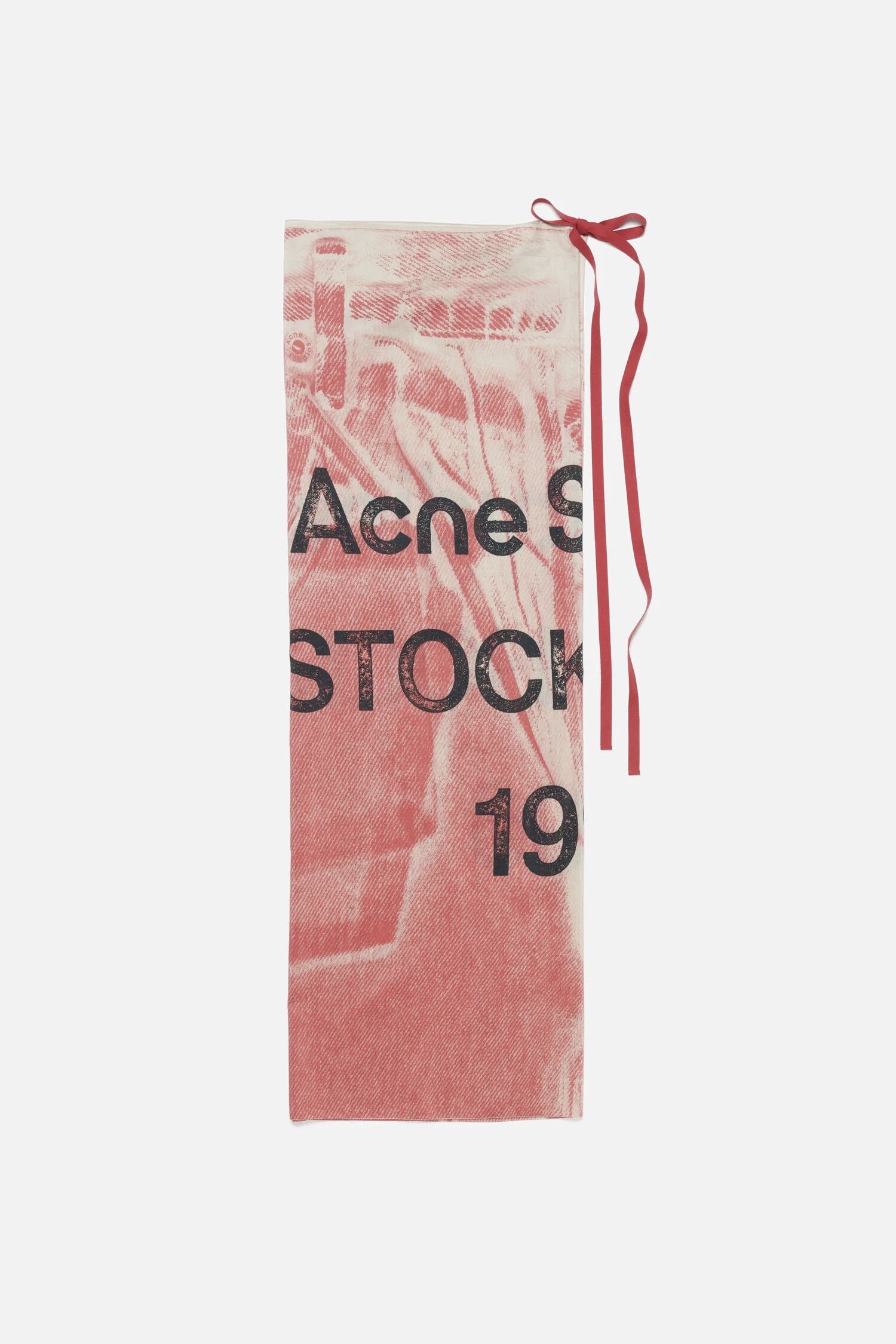 ACNE STUDIOS THIN PRINTED SCARF IN DARK PINK, SS26