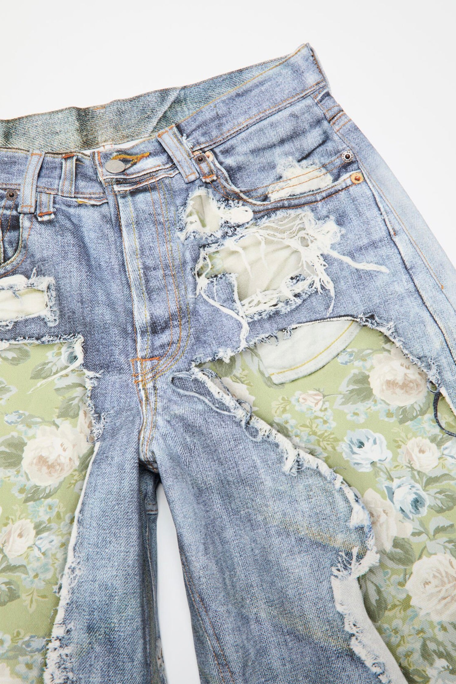 ACNE STUDIOS TROMPE-L'ŒIL 1981 JEANS IN BLUE/GREEN, SS26