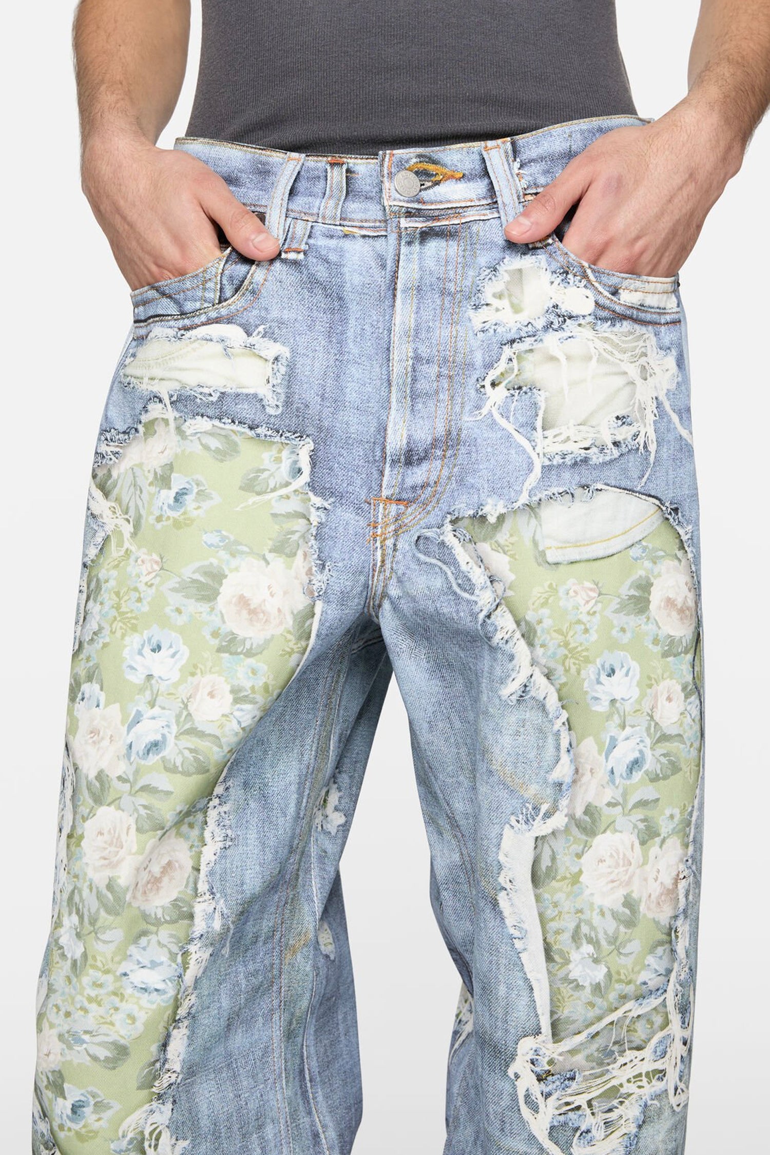 ACNE STUDIOS TROMPE-L'ŒIL 1981 JEANS IN BLUE/GREEN, SS26