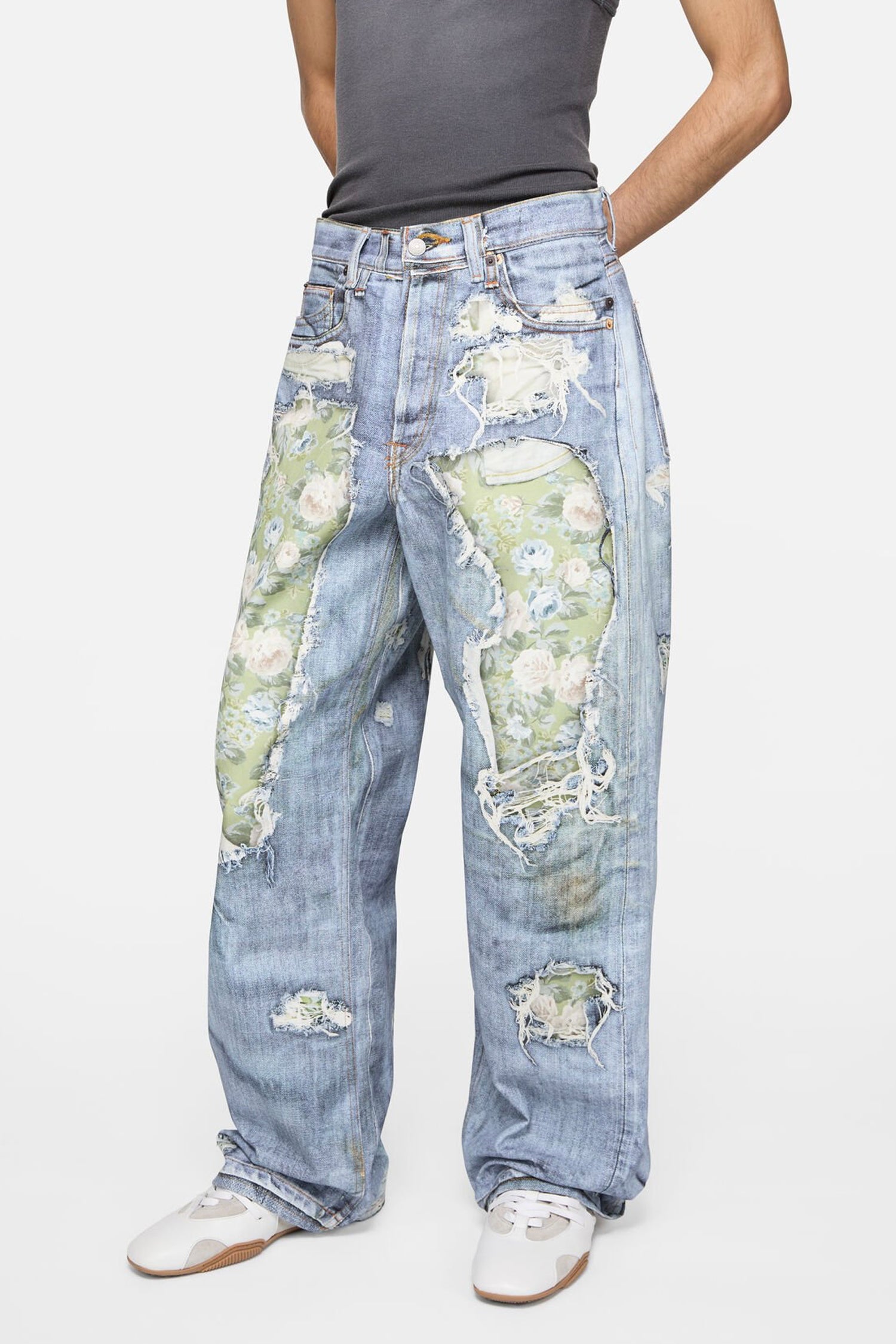 ACNE STUDIOS TROMPE-L'ŒIL 1981 JEANS IN BLUE/GREEN, SS26