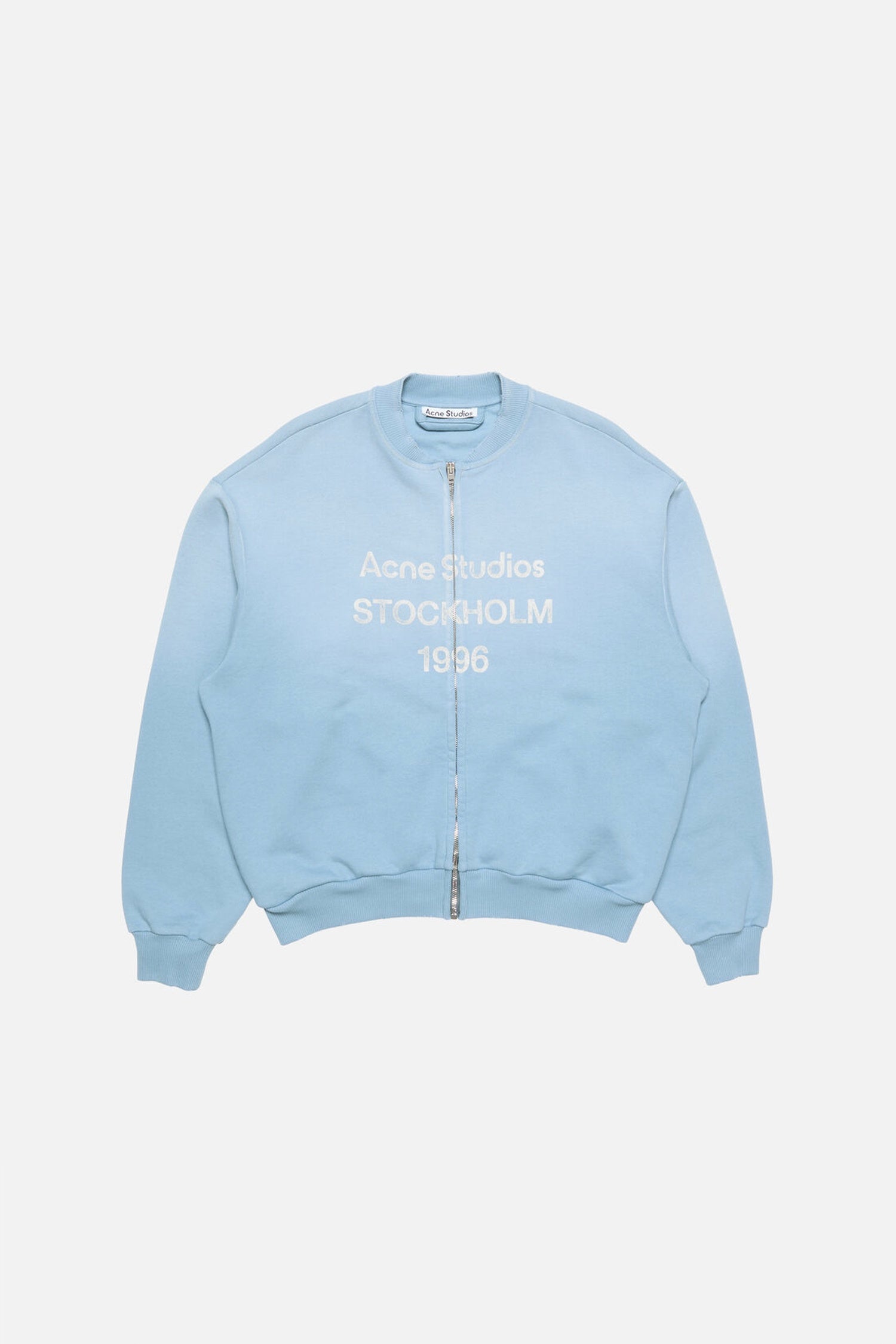ACNE STUDIOS ZIP-UP SWEATER IN CORNFLOWER BLUE, SS26