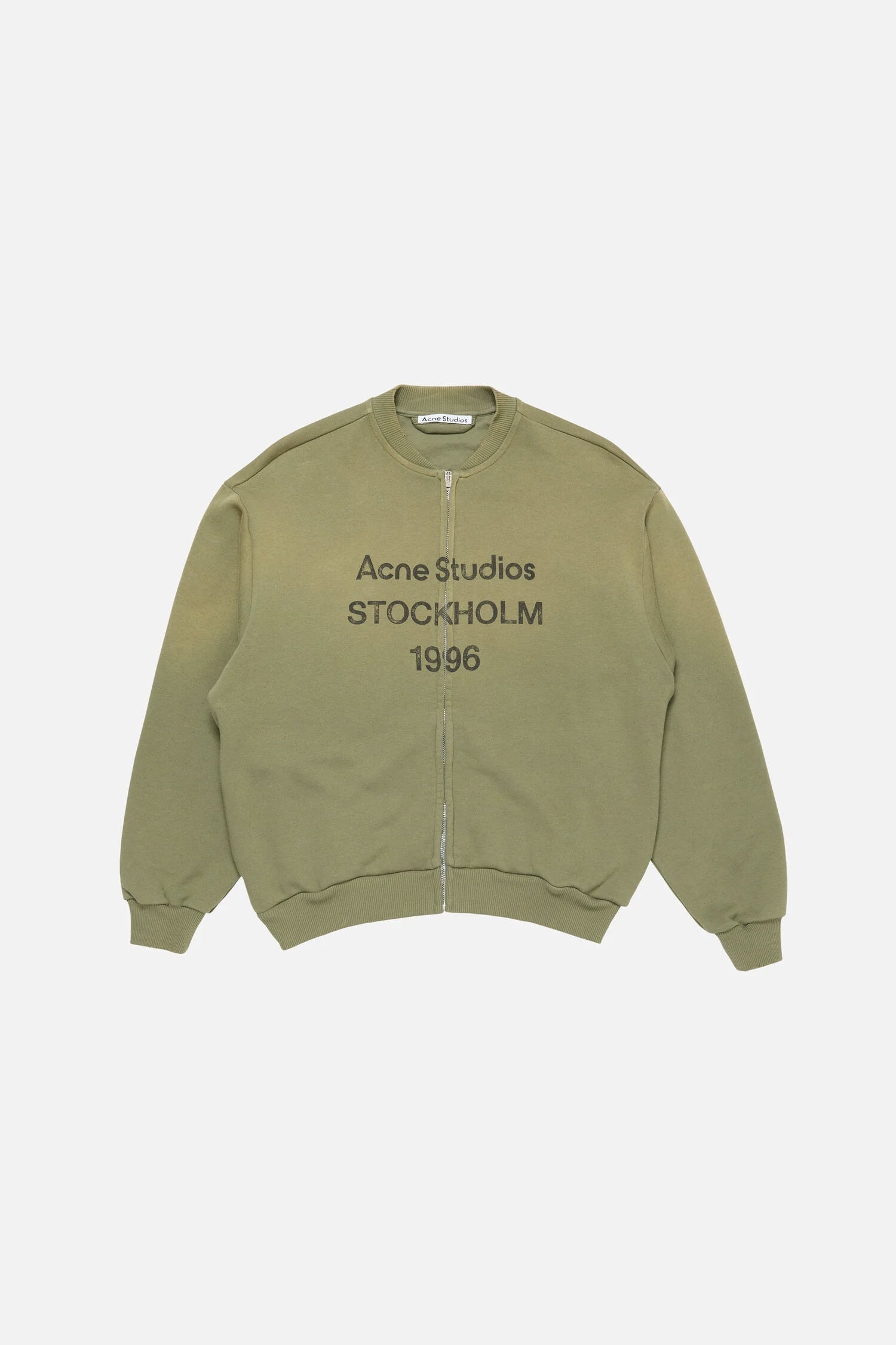 ACNE STUDIOS ZIP-UP SWEATER IN OLIVE GREEN, SS26 - Zambesi Store