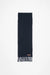 SKINNY FRINGE WOOL SCARF IN NAVY BLUE