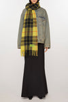 CHECK FRINGE SCARF IN YELLOW/BLACK, SS24
