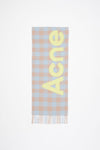 CHECK LOGO SCARF IN CAMEL BEIGE/ACID GREEN, SS24
