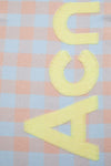 CHECK LOGO SCARF IN CAMEL BEIGE/ACID GREEN, SS24