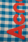 CHECK LOGO SCARF IN TURQUOISE BLUE/ORANGE, SS24