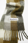 MOHAIR CHECKED SCARF IN TAUPE/GREEN/BLACK, SS24
