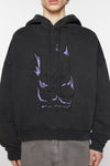 PRINTED HOODED SWEATER IN FADED BLACK, SS24