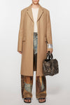 SINGLE-BREASTED WOOL COAT IN CAMEL BEIGE, SS24