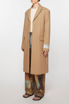 SINGLE-BREASTED WOOL COAT IN CAMEL BEIGE, SS24