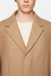 SINGLE-BREASTED WOOL COAT IN CAMEL BEIGE, SS24