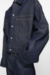BOXY FIT DENIM JACKET IN INDIGO BLUE, SS25