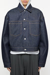 BOXY FIT DENIM JACKET IN INDIGO BLUE, SS25