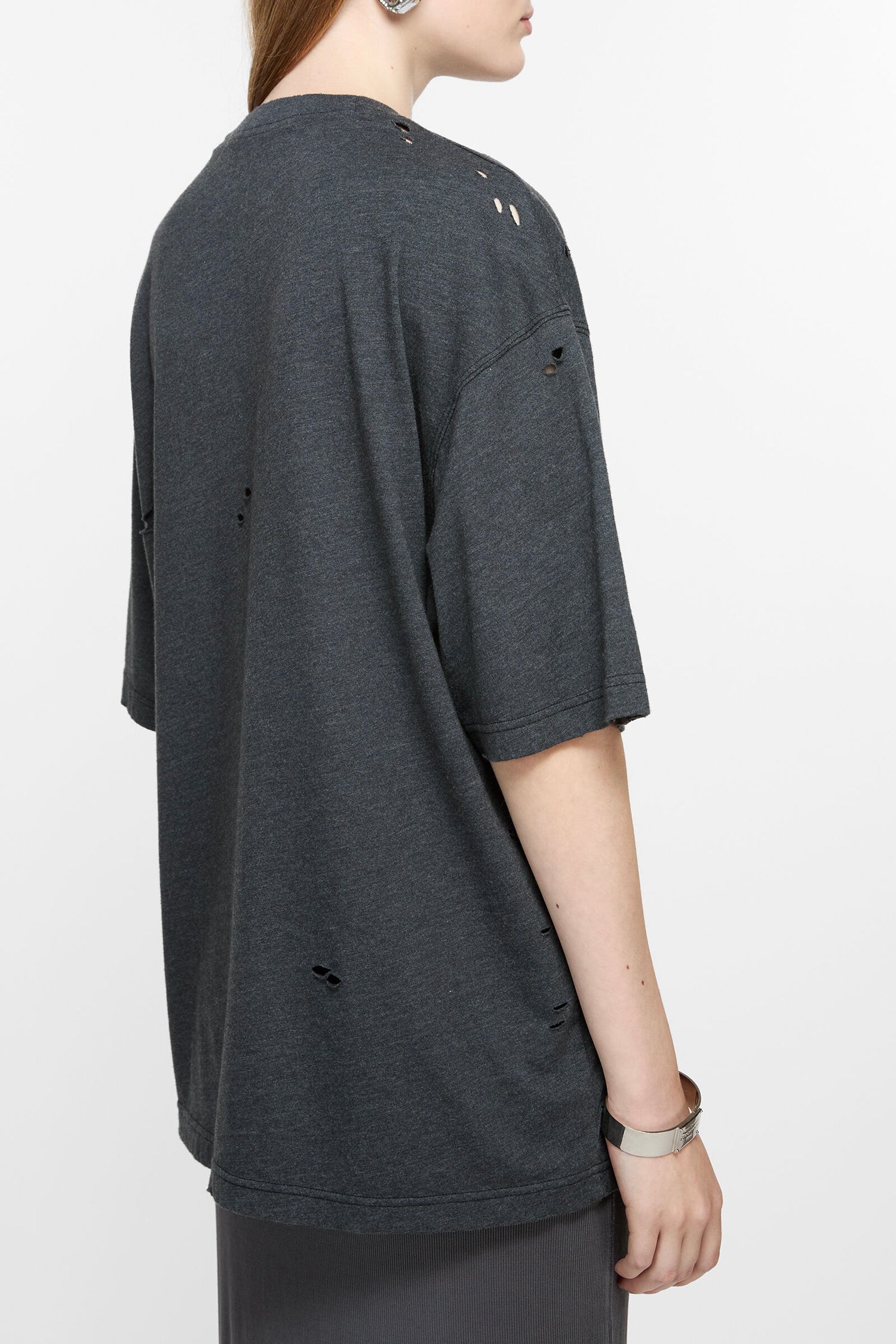 RELAXED FIT LOGO T-SHIRT IN BLACK MELANGE, SS25