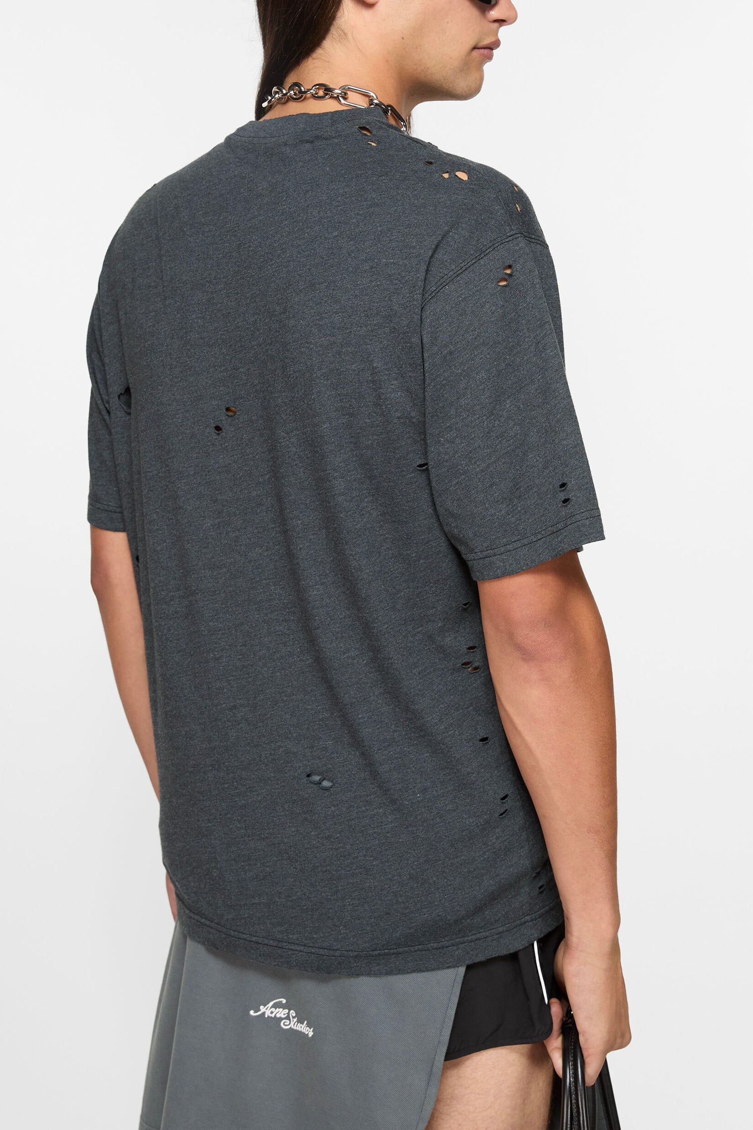 RELAXED FIT LOGO T-SHIRT IN BLACK MELANGE, SS25