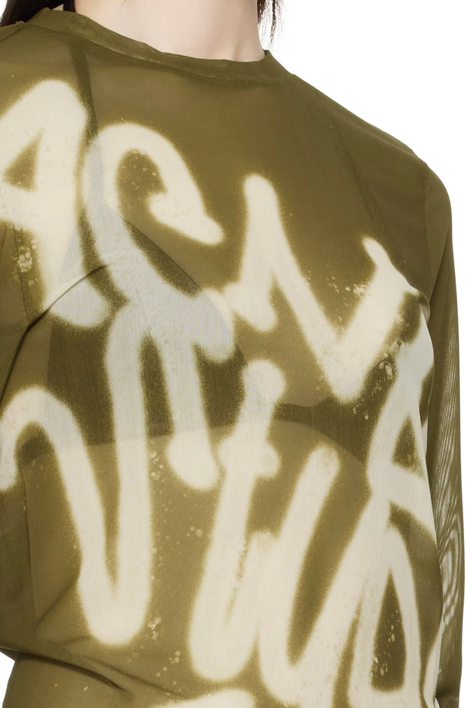 LONG SLEEVE T-SHIRT SPRAYED LOGO IN DARK KHAKI, SS25