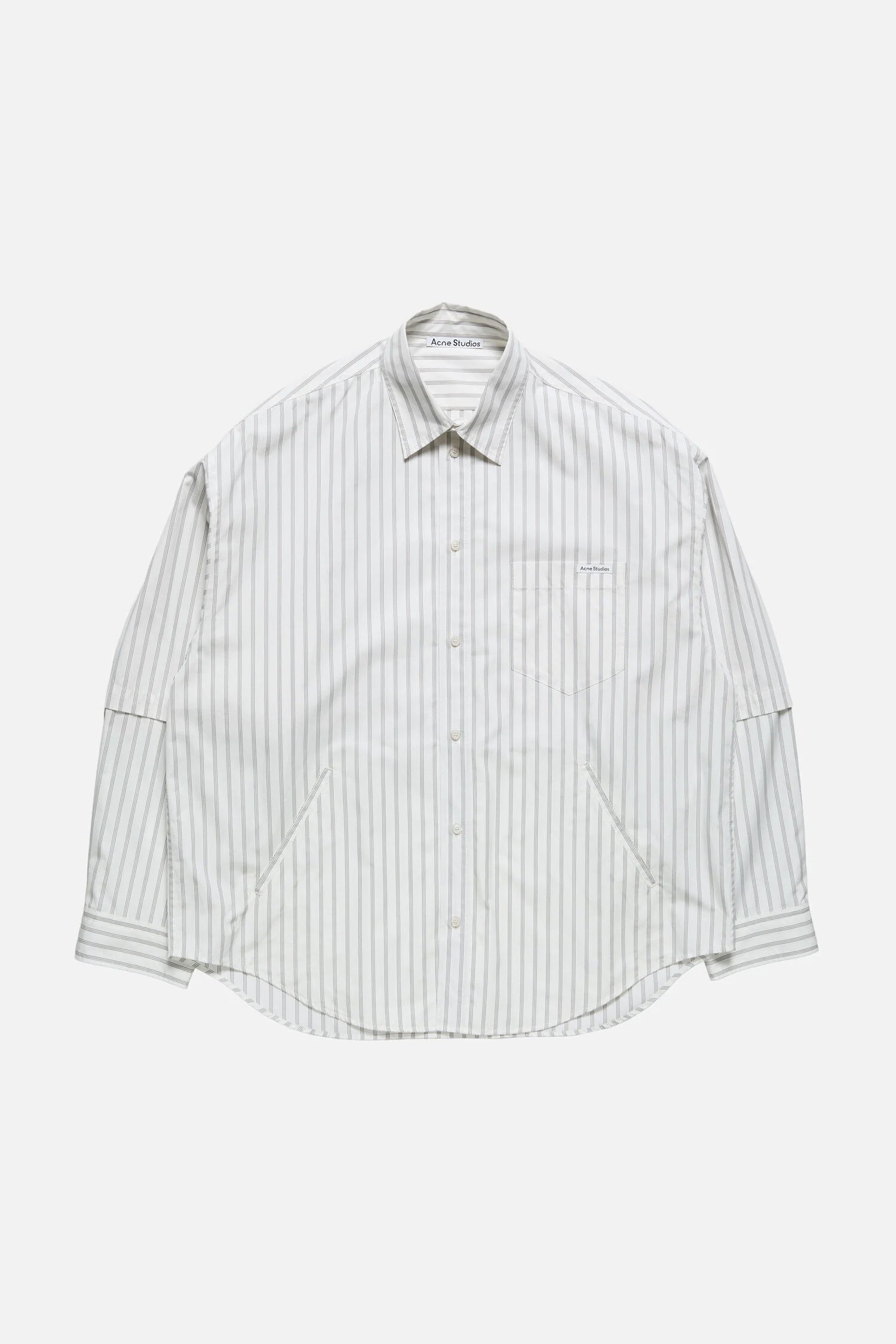 DOUBLE SLEEVE BUTTON-UP IN OFF WHITE/GREY,SS26