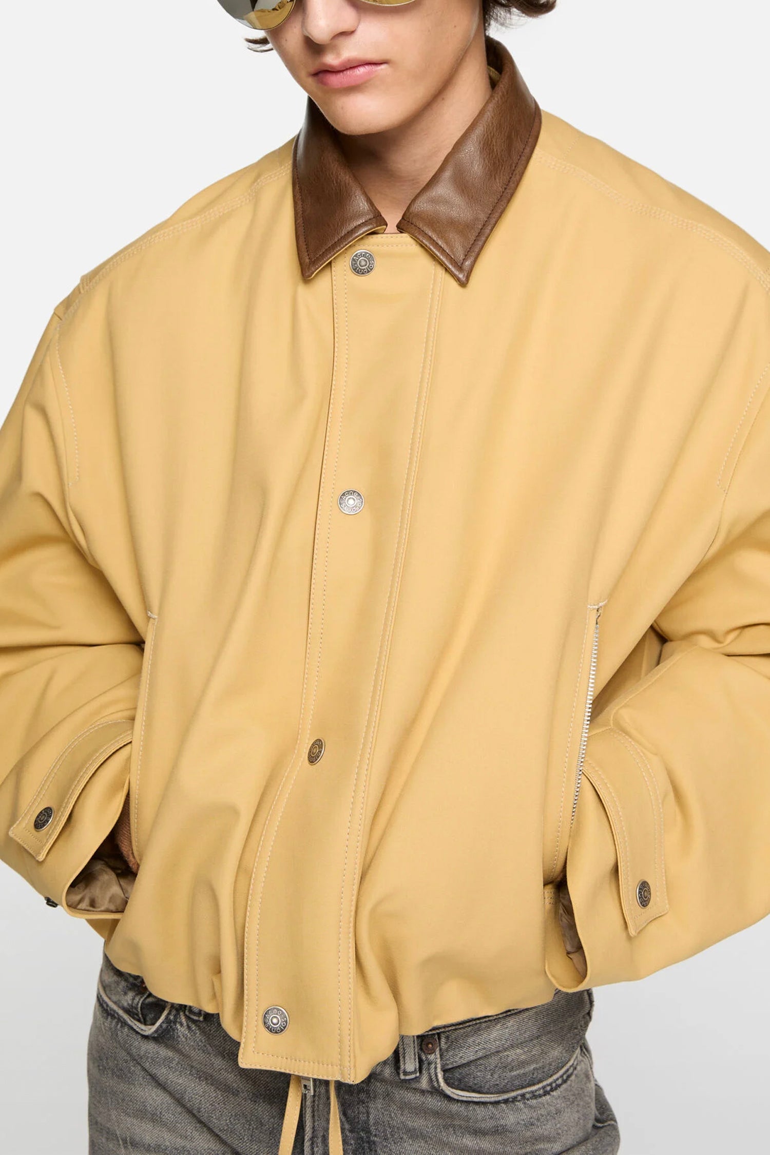 TWILL BOMBER JACKET IN SAND BEIGE, SS26