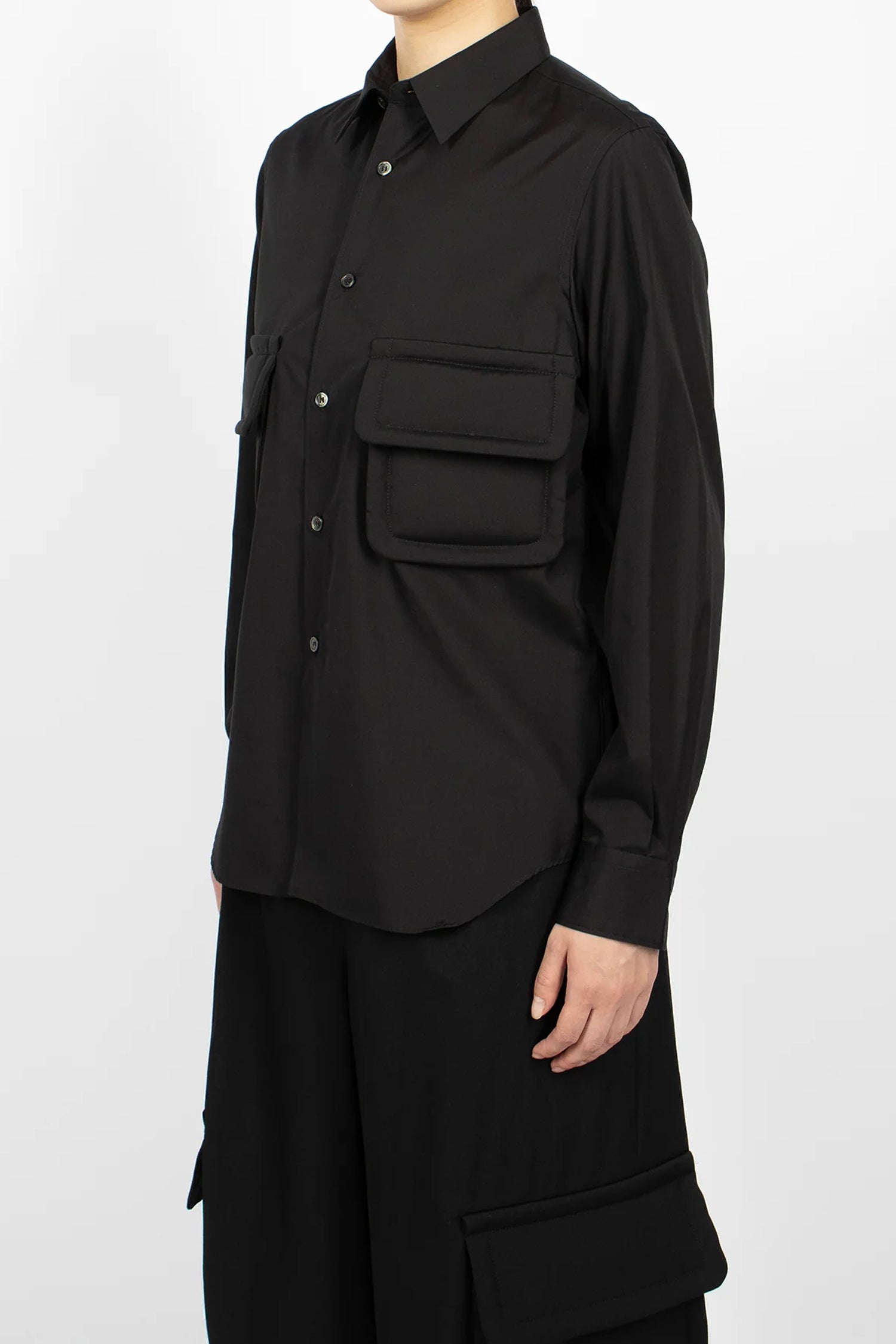 DOUBLE POCKET SHIRT IN BLACK, FW25