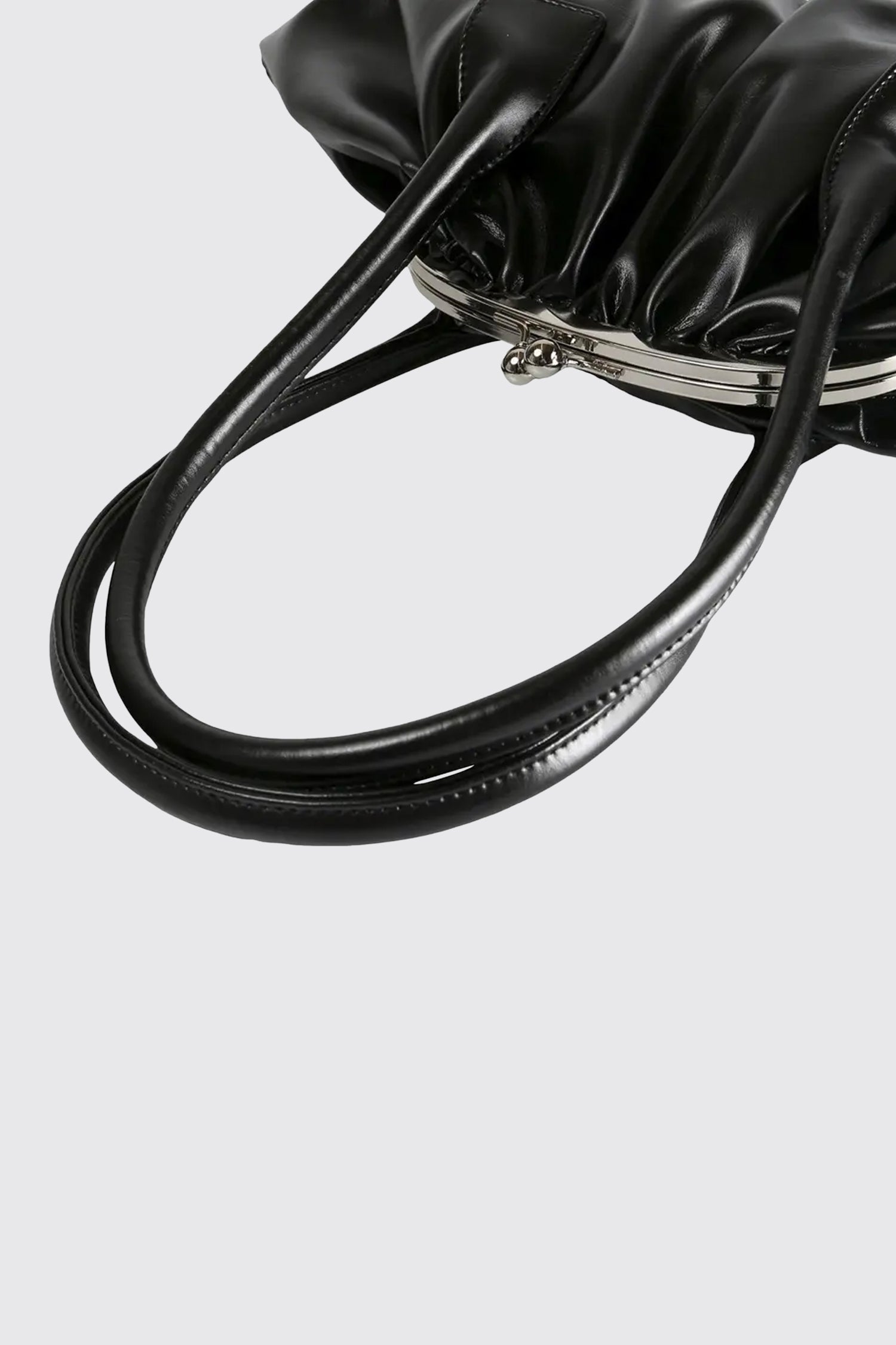 FAUX LEATHER SMALL GATHERED BAG IN BLACK, FW25