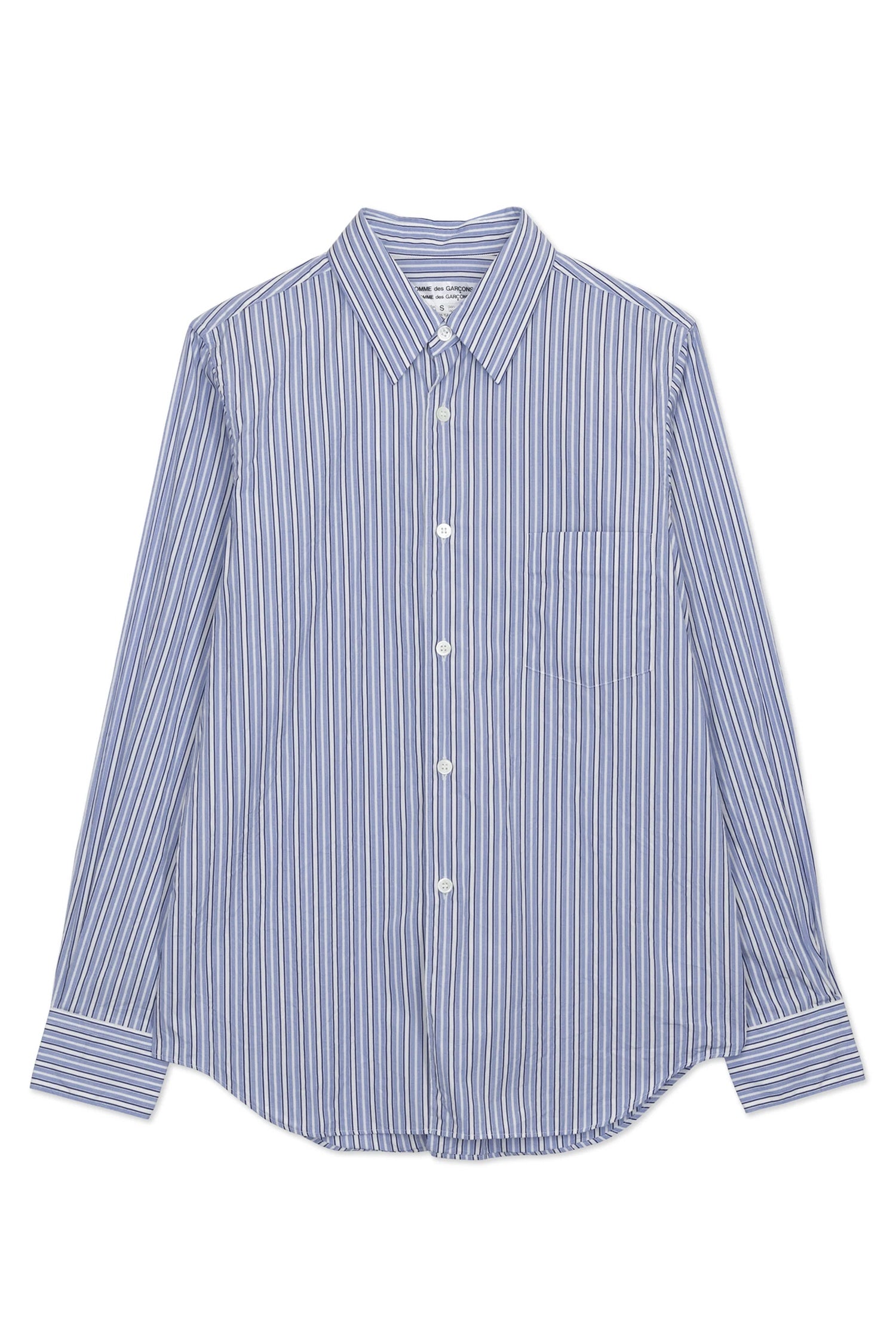 COTTON STRIPE SHIRT IN SAX/WHT/NAVY, SS26