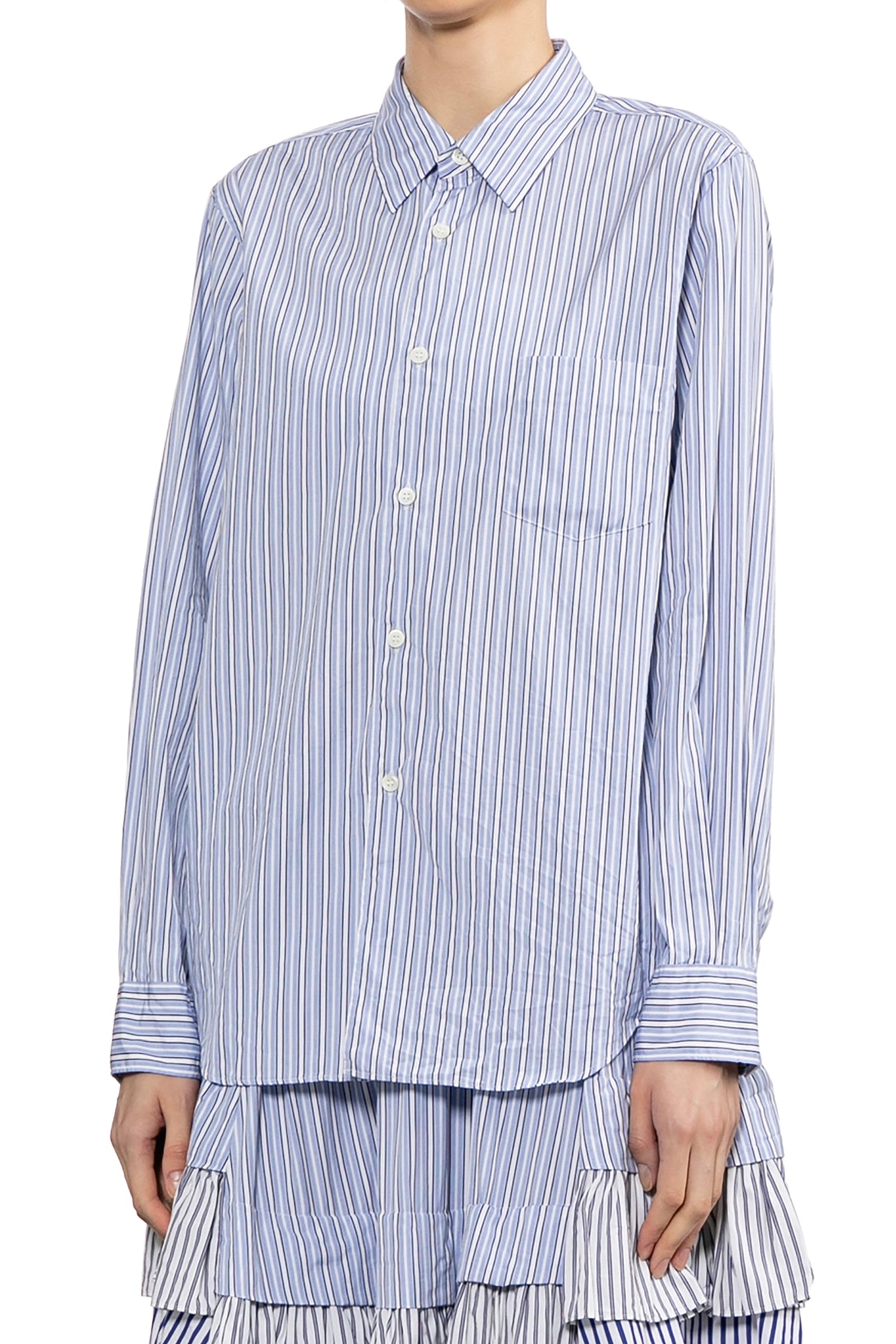 COTTON STRIPE SHIRT IN SAX/WHT/NAVY, SS26