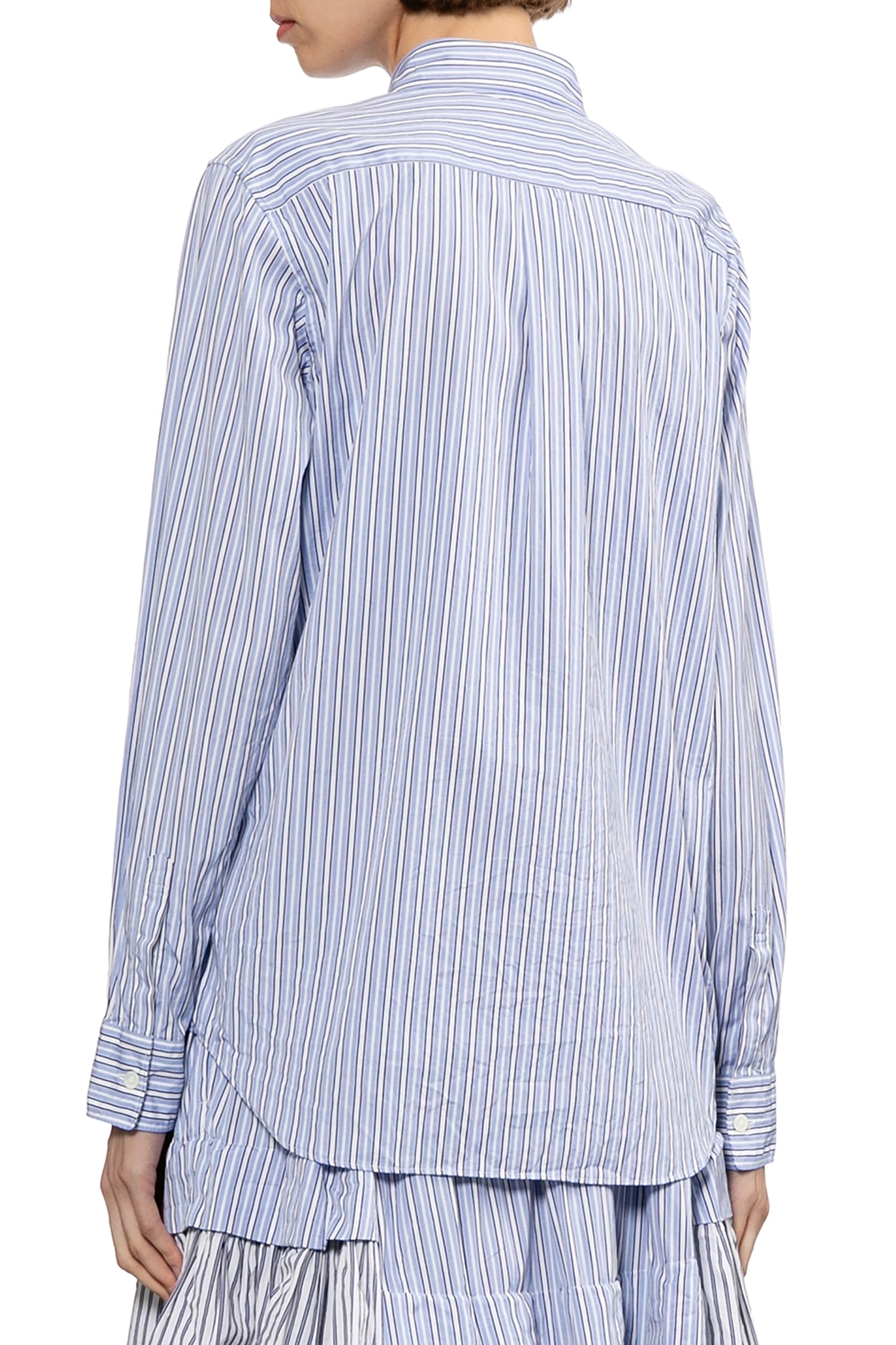 COTTON STRIPE SHIRT IN SAX/WHT/NAVY, SS26