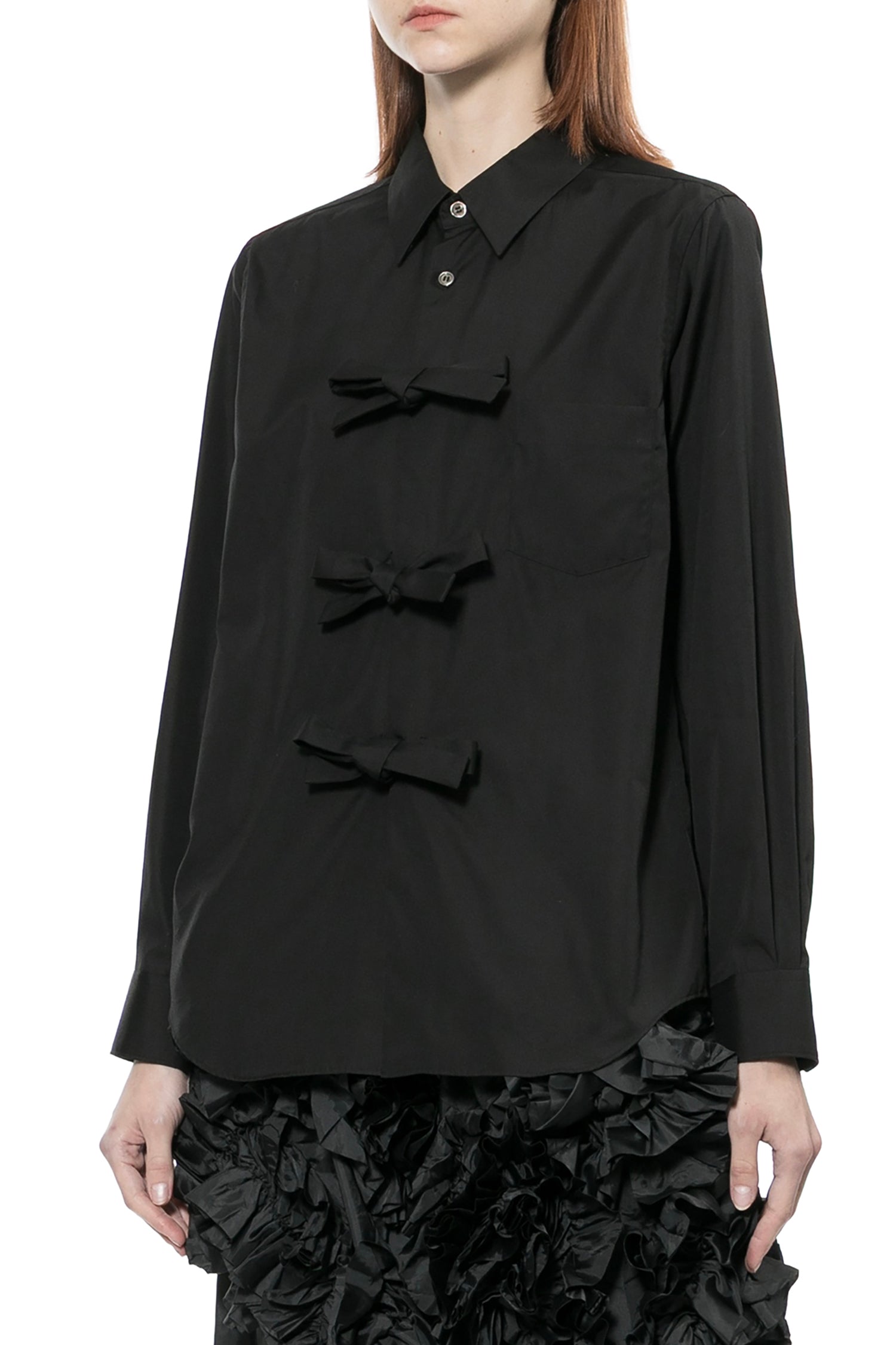 THREE BOW SHIRT IN BLACK, SS26