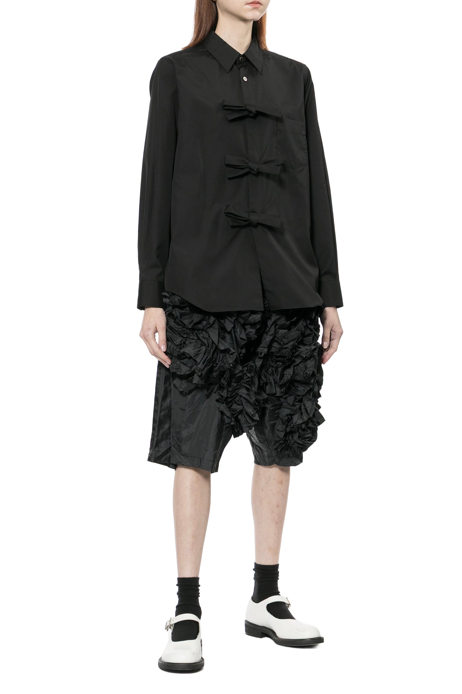 THREE BOW SHIRT IN BLACK, SS26