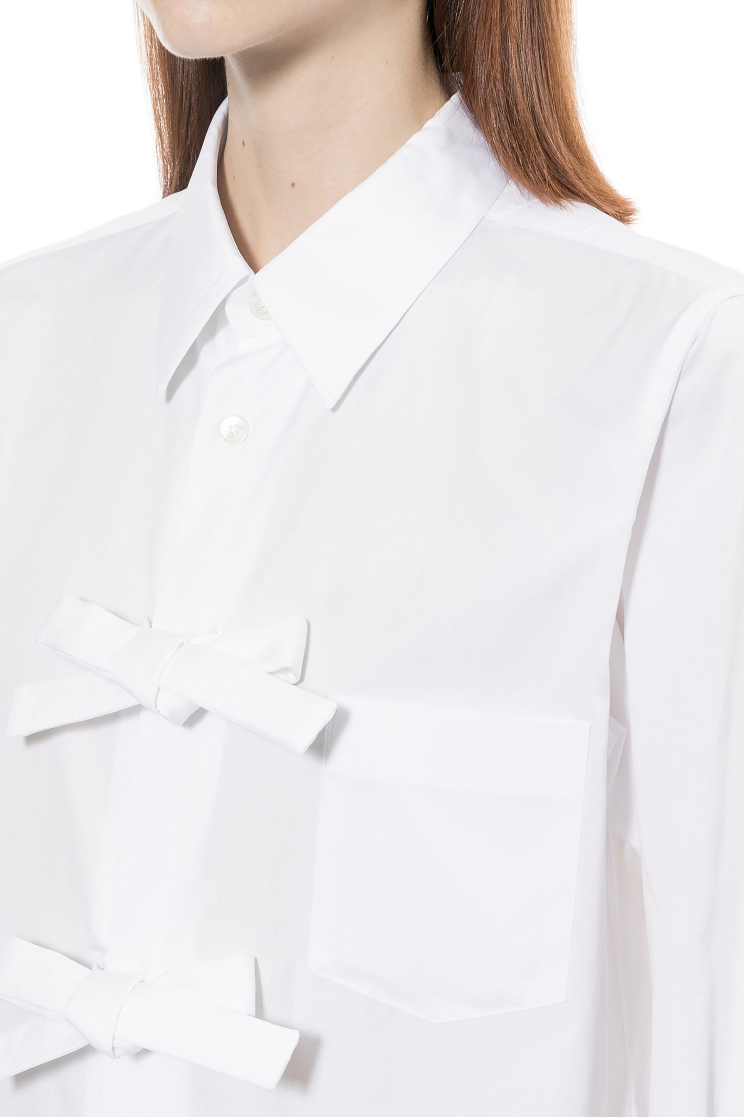 THREE BOW SHIRT IN WHITE, SS26