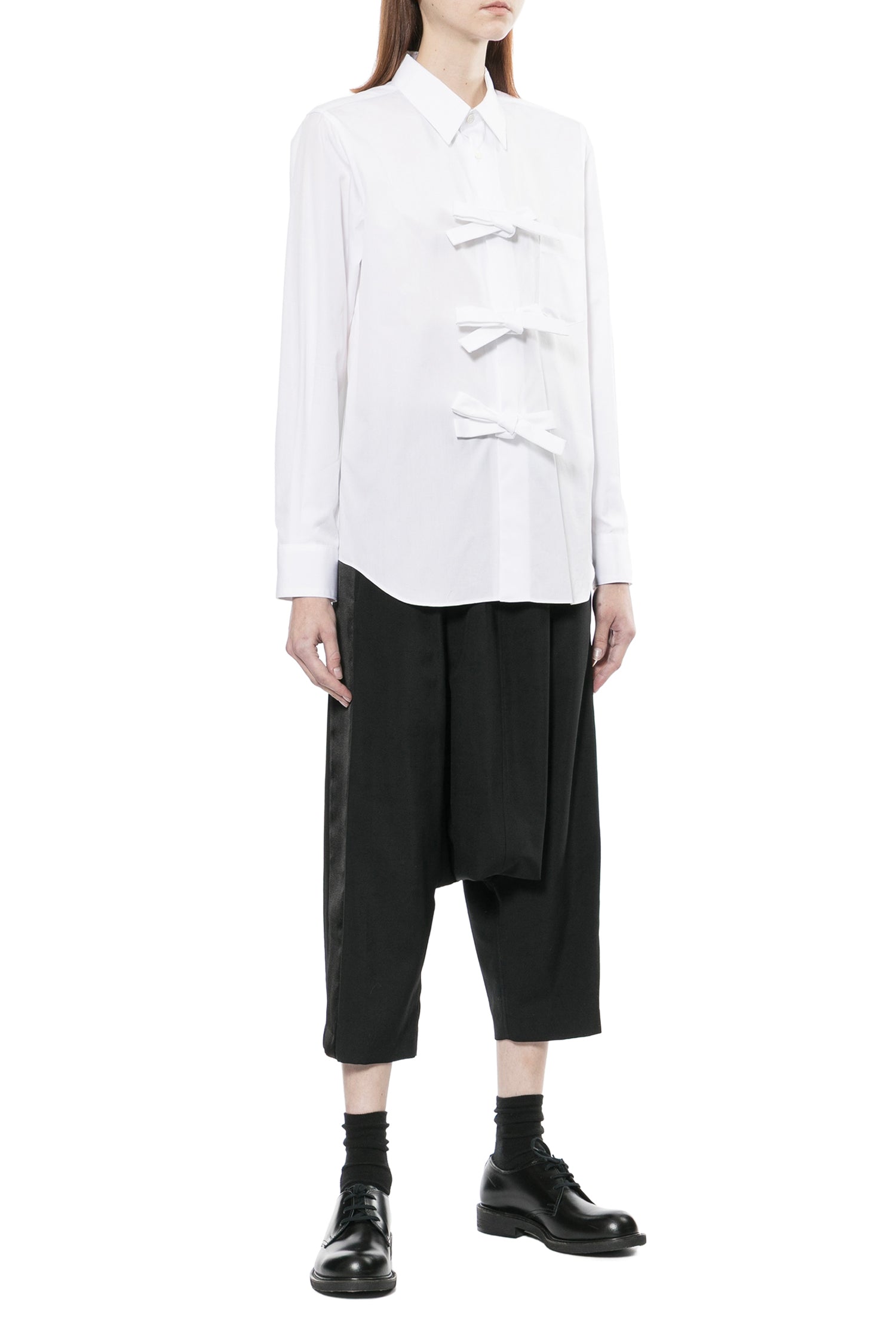 THREE BOW SHIRT IN WHITE, SS26