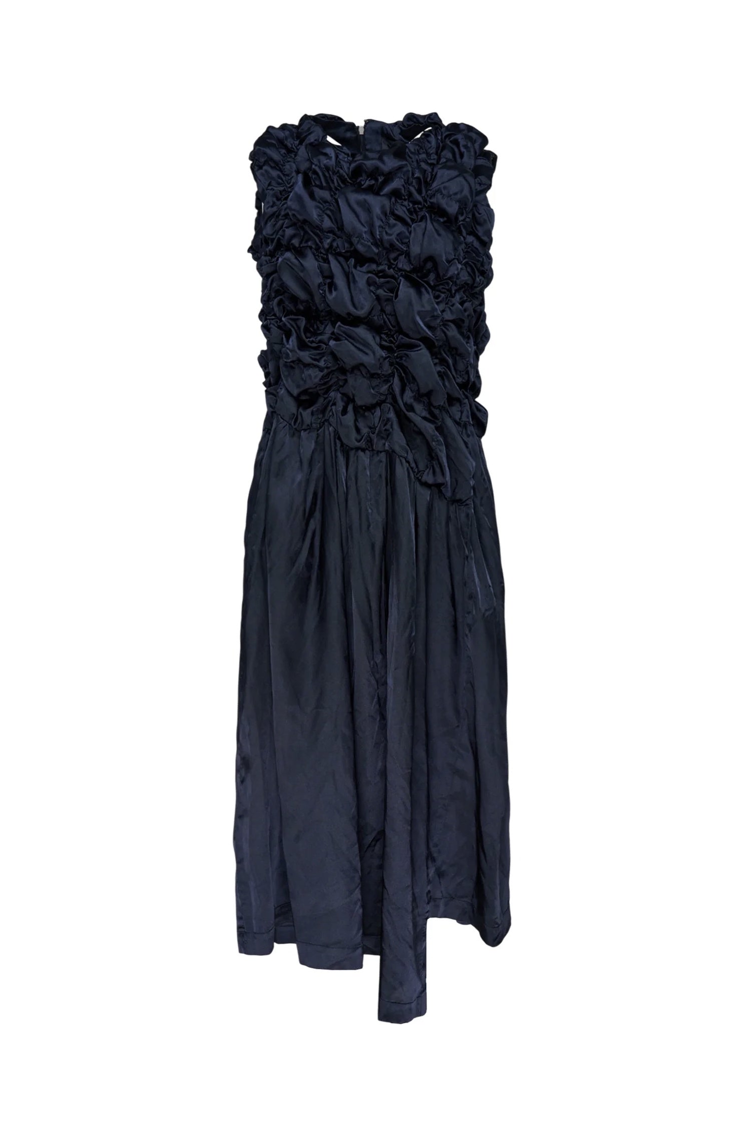 GATHERED BODICE DRESS IN NAVY, SS26