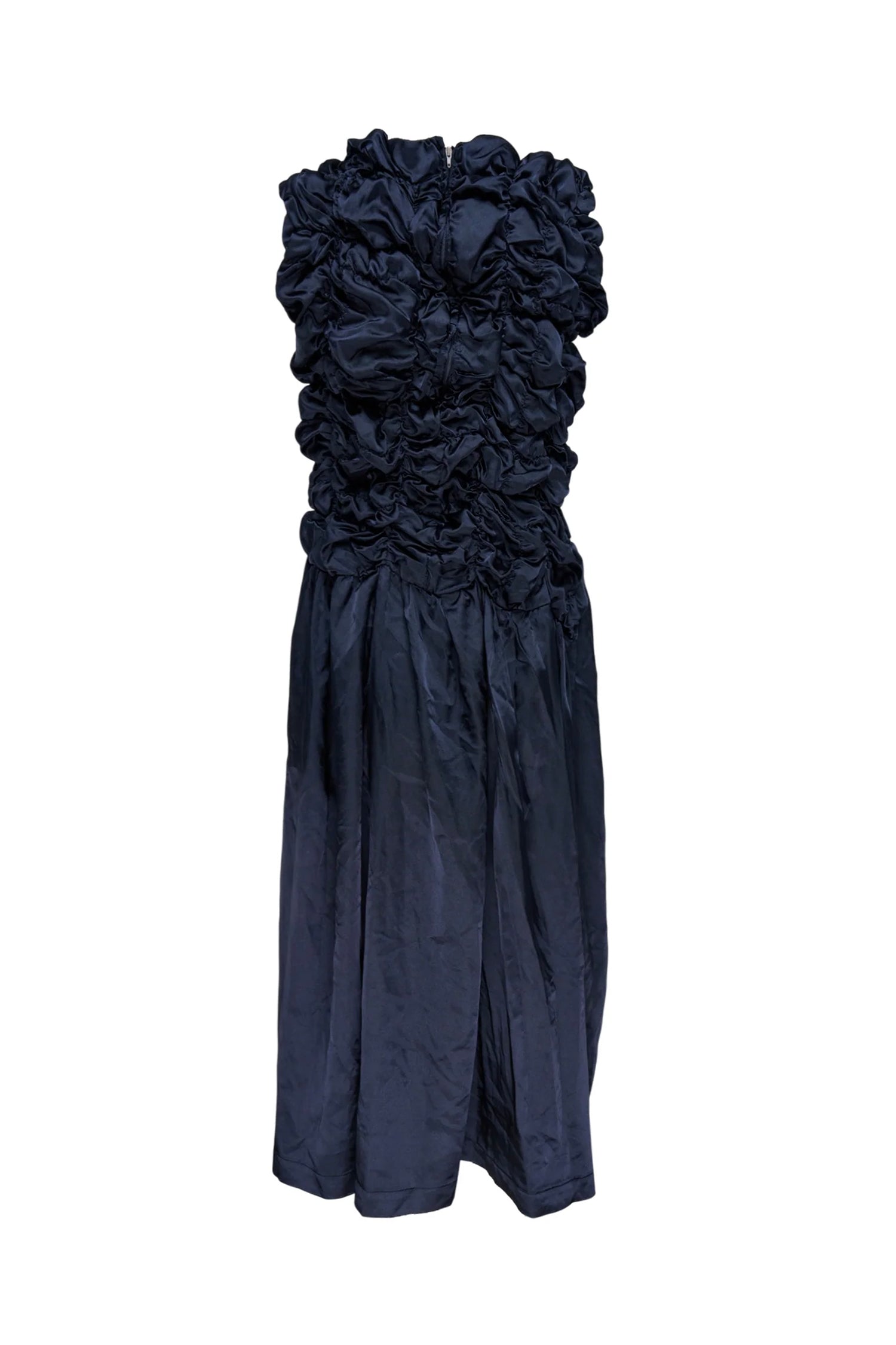 GATHERED BODICE DRESS IN NAVY, SS26
