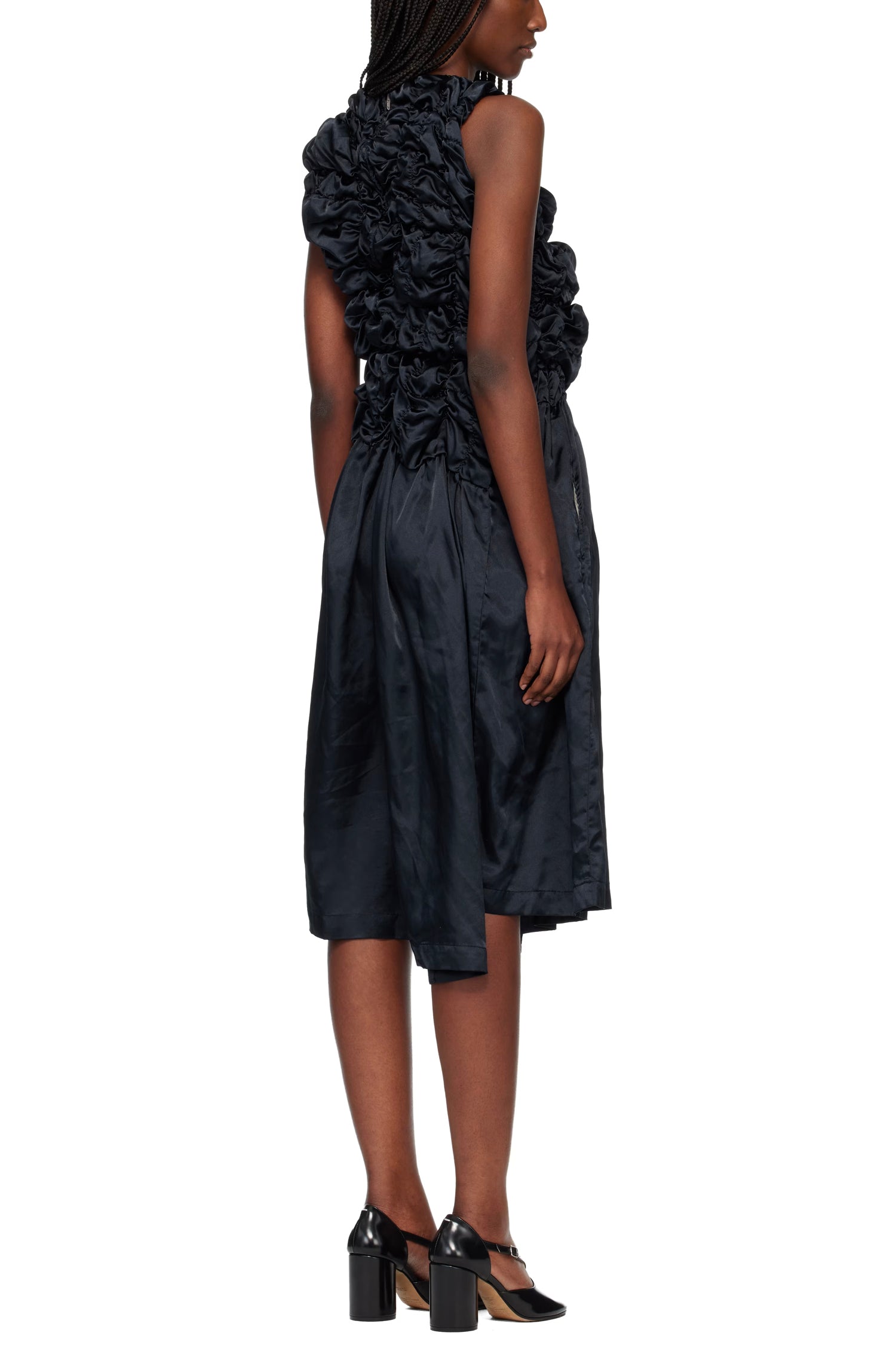 GATHERED BODICE DRESS IN NAVY, SS26