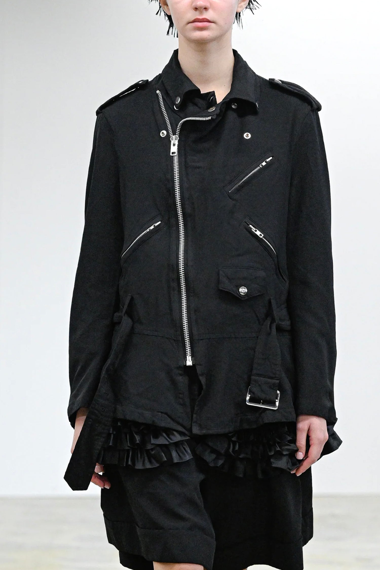 PEPLUM BIKER JACKET IN BLACK, SS26