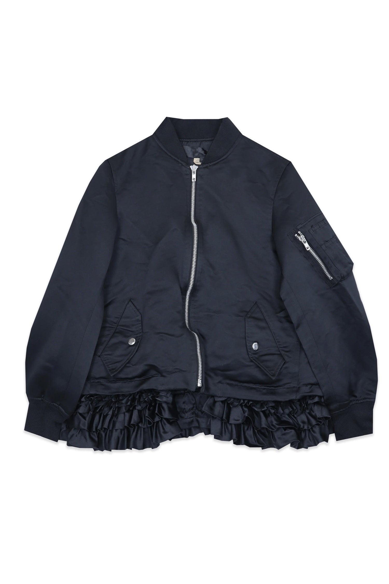 RUFFLE BOMBER JACKET IN BLACK, SS26