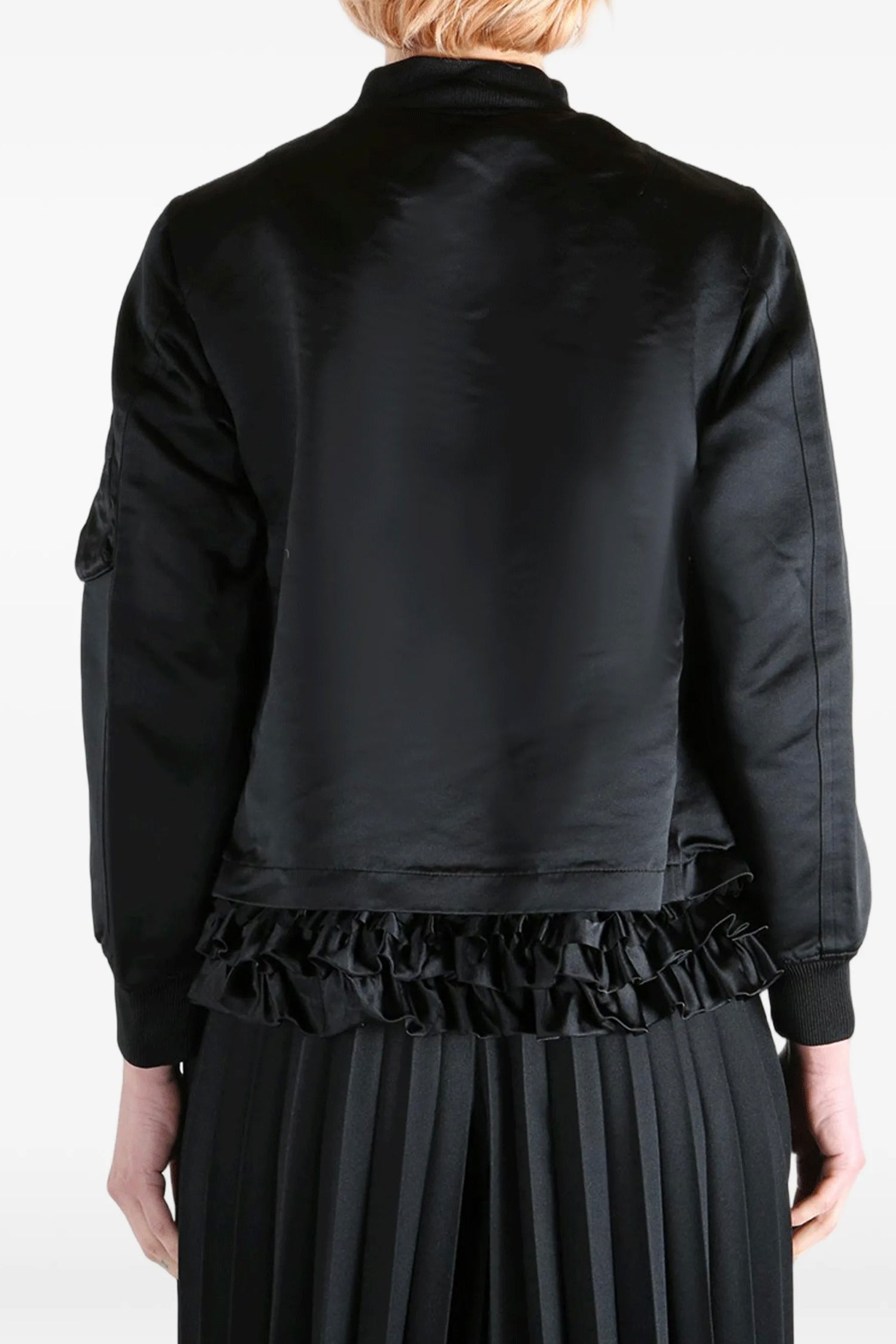 RUFFLE BOMBER JACKET IN BLACK, SS26