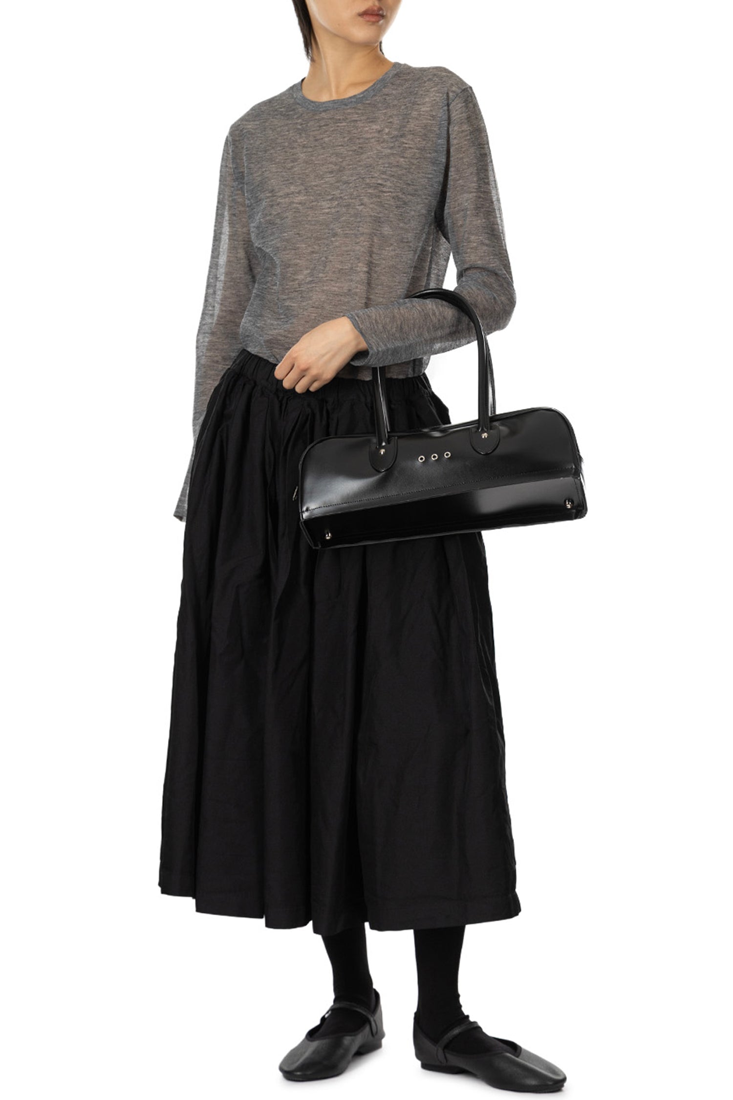 FAUX LEATHER SHOULDER BAG IN BLACK, SS26
