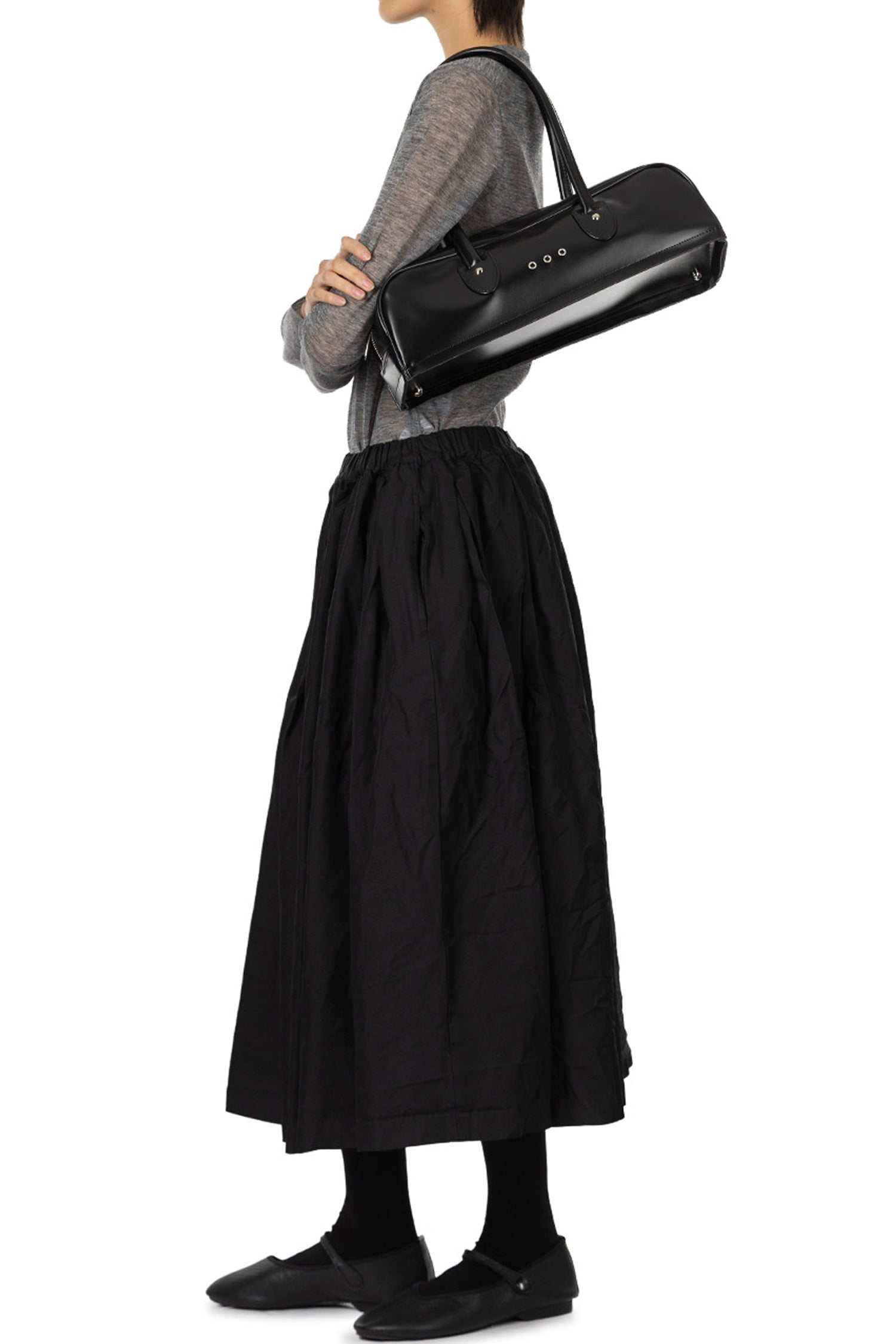 FAUX LEATHER SHOULDER BAG IN BLACK, SS26