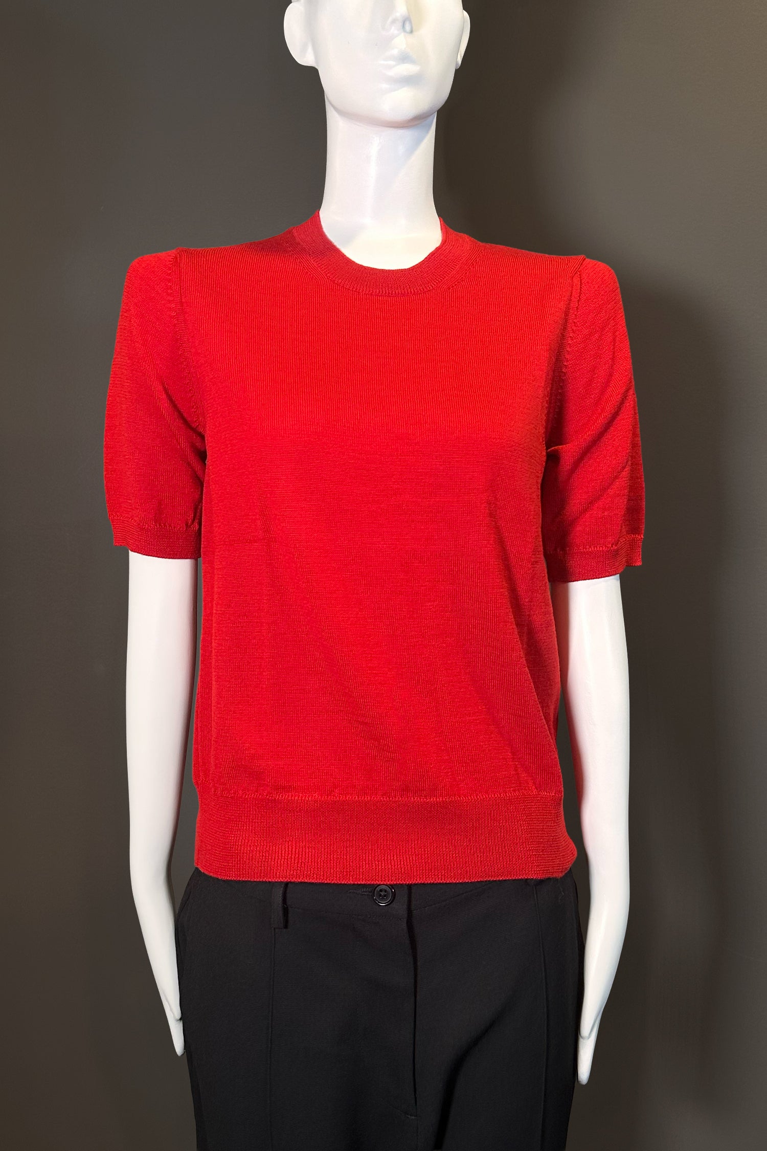 S/S KNIT PULLOVER IN RED, SS26